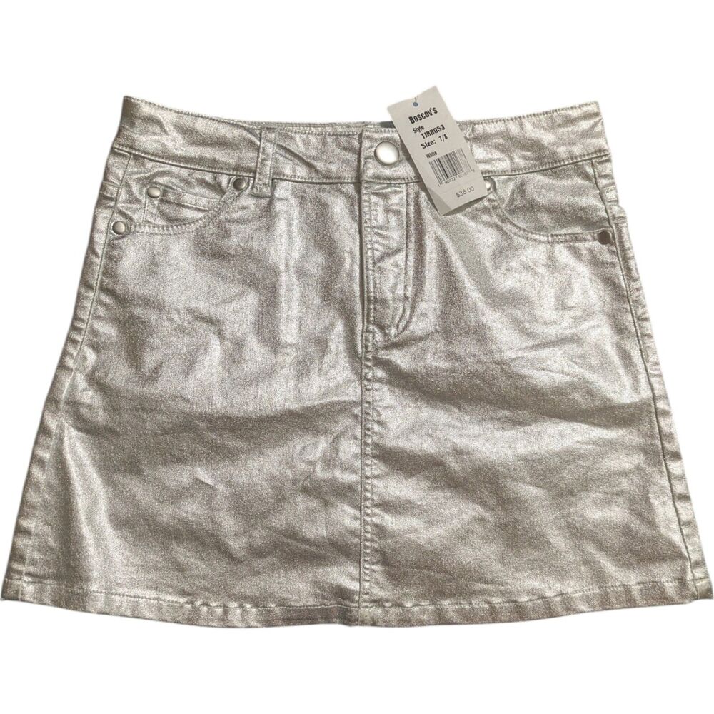 Betsey Johnson Metallic Silver Skirt Girls Size 7/8 NWT